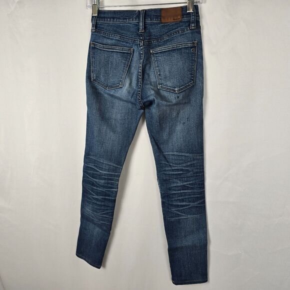 Madewell Jeans Women's 24 Blue 9" High Riser Skinny Skinny Medium Wash Distress - Picture 15 of 16